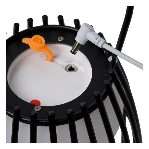 Lucide FJARA - Lampe de table Rechargeable Intérieur/Extérieur - Batterie/Piles - Ø 17,5 cm - LED Dim to warm - 1x0,3W 2800K/3200K - IP44 - Noir - détail 1